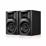 Sanyun SW203 4.0 PC Lautsprecher - 60W 4-Wege DSP Steuerung 3D Immersiver Sound - 3' Kohlefaser Tieftöner & 20mm Seidenkuppel Hochtöner - 24bit DAC USB/Bluetooth 5.4/AUX - Studio-Audio (Paar, Schwarz)