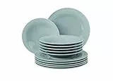 SELTMANN WEIDEN Tafelservice 12-teilig BT - Beat - Form: Rund mit Rillenrelief - moderner Stil - Arktisblau - Color Glaze