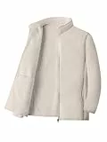Tincini Fleecejacke Herren Fleecepullover Gefütterte Freizeit Sweatshirt Teddyjacke Outdoor Warm Dickes Herbst Winterjacke mit Reißverschluss und Stehkragen(Beige,XXL)
