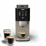 Krups Coffee Crush Extra Kaffeevollautomat, Edelstahlmühle für frisch gemahlenen Kaffee, nur 15 cm breit, smartes Bedienfeld, auch für vorgemahlenen Kaffee, einfache Reinigung, Beige, SA402AE0