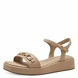 MARCO TOZZI Damen Sandalen mit Keilabsatz mit Verstellbarem Riemen Elegant, Beige (Biscuit), 38 EU
