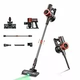 JIGOO C200 Kabelloser Staubsauger: 40 min Laufzeit, kabellos, leistungsstark, verwicklungsfrei, tragbar, für Haus/Teppich/Fliesen/Tierhaare