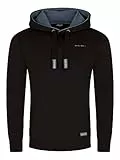 DENIMFY Hoodie Herren Regular Fit DFBenno Kapuzenpullover Pullover Schwarz L, Größe:L, Farben:Black (64000)