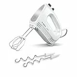 Bosch Hausgeräte Handrührer CleverMixx MFQ24200, 2 Rührbesen, 2 spülmaschinengeeignet, 4 Stufen, leicht, leise, 400 W Weiß/Edelstahl