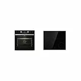 Gorenje Einbau-Herd-Set Black Set 4 mit Glaskeramik-Kochfeld, Heißluft, 77 Liter, ExtraSteam, GentleClose & Open, EcoClean, AirFry, PizzaMode, PerfectGrill, Teleskopauszüge, Schwarz