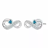 Arrebol Unendlichkeit Ohrringe Damen 925 Sterling Silber Infinity Ohrstecker mit Blau Herz Zirkonia Ohrschmuck Für Frauen mit Geschenkbox
