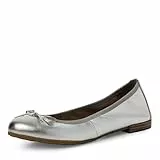 MARCO TOZZI Damen Ballerinas aus Leder mit Schleife, Silber (Silver), 41 EU