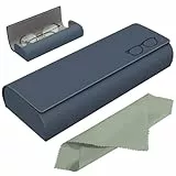 Azwood Brillenetui Hardcase, Premium PU Leder Brillenetui Marineblau Brillen Etui Damen und Herren Wird mit einem Mikrofasertuch für Sonnenbrille Lesebrille Sportbrille