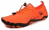 Teechodina Unisex Zehenschuhe Wasserschuhe Strandschuhe Barfußschuhe Barfussschuhe Herren Damen Traillaufschuhe Aquaschuhe Schwimmschuhe Surfschuhe, LL Orange, 44