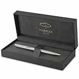 Parker Sonnet Kugelschreiber | Edelstahl mit Palladiumzierteilen | Mittlere Spitze | schwarze Tinte | Geschenkbox