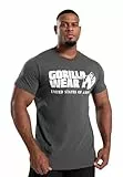 Gorilla Wear Classic T-Shirt - klassisch mit Logo zum Sport Training Workout Normale Passform Baumwolle Bodybuilding (DE/NL/SE/PL, Alphanumerisch, M, Regular, Regular, Dunkelgrau)