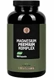 Vitabaum® Magnesium Premium Komplex - 410 mg Magnesium pro Tag - 5 verschiedene Formen - Unterstützt den Energiestoffwechsel - 180 vegane Kapseln - Glutenfrei - 3 Monate Vorrat