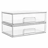 Vtopmart Boxen Aufbewahrung mit 3 Schubladen, Clear Schminktisch organizer, Anti-Rutsch Organizer Schublade Benutzt für Badezimmer, Schminktisch, Schreibtisch