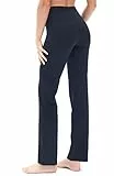 icyzone Damen Bootcut Yogahose Lange Sporthose Hohe Taille Flare Fitness Training Hosen (L, Navy)