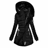 Winterjacke Damen Warm Gefüttert Wintermantel Lang Steppjacke Elegant Mantel Damenmantel Langarm Winter Parka Jacke Mit Kapuze Winterparka Einfarbig Bequemes Sportjacke Winddicht Outdoorjacke