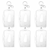 6 Stück Ausweishülle mit Schlüsselring, Klare Kartenhüllen & Badge Holder für Ausweise und Karten, ausweishüllen,Scheckkartenhülle
