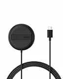 Belkin Magnetisches Kabelloses Ladegerät (15W) mit Ständer – zertifiziertes MagSafe Ladegerät, Qi2 Ladestation für iPhone 16, 15, 14, Samsung Galaxy S25, S24, AirPods usw. (ohne Netzteil) – Schwarz