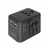 AiQInu Universal Reiseadapter Weltweit, Internationaler Steckdosenadapter mit 2 USB-C, 2 USB-A, Travel Adapter Worldwide GaN 25W für EU, USA, UK, AUS