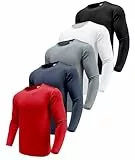 Boyzn 5er Pack Sportshirt Herren Langarm, Funktionsshirt Herren Langarm Laufshirt, UPF 50+ Schnelltrocknend Sport Shirt Männer, Atmungsaktive Fitnessshirt Trainingsshirt für Running White-5P04-M