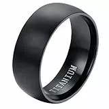 Flongo Herren Ring Breite Männerring Herrenring, 8mm Titan Band Ring Ringe Schwarz Verlobung Engagement Verlobungsringe Hochzeit Herren-Accessoires Gr.62