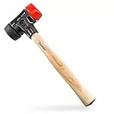 Wiha Schonhammer Safety mittelweich und hart (26614) I Gummihammer mit hochwertigem Hickory Holzstiel I Rund-Schlagkopf 60mm