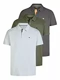 TOM TAILOR Poloshirt Herren Kurzarm Baumwolle Regular Fit 3er Set-Pack Shirt Sommer Basic Einfarbig, Größe:XL, Farbe:Soft Foggy Light Blue (34110)