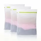 Wäschenetz, Wäschesack für die Waschmaschine 3pcs, 50 * 60cm Feinmaschiger Wäschebeutel mit Grün Reißverschluss für Jacken, Laken und Mäntel, Kurze Ärmel, Hosen, Unterwäsche, Socken