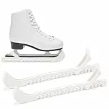 Bafiwu 1 Paar Kufenschoner Eiskunstlauf Schlittschuhe, Verstellbarer Eishockey Schlittschuhe Schoner, Schlittschuh Schoner Zubehör Für Kinder und Erwachsenenkufen (Weiß)
