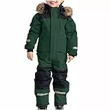 Awrvia Schneeanzug Kinder Jungen Skianzug mit Kapuze Skioverall Schneeanzug Wasserdicht Atmungsaktiv Skianzüge Verdickt Warm Funktionsanzug Outdoor Regenoverall Einteiliger Schneeoverall