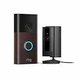 Ring Akku-Videotürklingel (Venezianische Bronze) + Ring Innenkamera Schwarz | WLAN-Videotürklingel-Sicherheitskamera, Selbstinstallation (in 5 Minuten) | mit eingebautem Akku