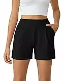 G4Free Shorts Damen mit Taschen Sommer Sporthose Hohe Taille Kurze Hose Weite Bein Gym Shorts Elegantes Laufen Kurzhose