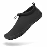 Mishansha Badeschuhe Herren Damen Wasserschuhe rutschfeste Schwimmschuhe Schnelltrocknende Aquaschuhe Strandschuhe Neoprenschuhe für Meer Steinstrand Schwarz,Gr.43