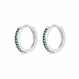WOVEE 1 Paar Ohrringe Creolen 12mm Silber Stecker Grüner Zirkonia
