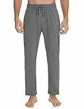 Marvmys Schlafanzughose Herren Lang Baumwolle Einfarbige Pyjamahose Schlafhose Haushose Freizeithose Yogahose mit Gürtel und Taschen