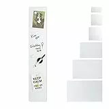 Relaxdays Magnettafel Glas, 15x80 cm, 3 Magneten, Marker, Stiftehalter, Büro & Küche, Sicherheitsglas Magnetboard, weiß