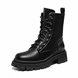 DREAM PAIRS Damenstiefel Schnürstiefel Silhouette Bequemer Reißverschluss Warmes Futter Lug Sohle InnenreißverschlussSchwarz/pu SDMB2203W-E Größe 38 (EUR)