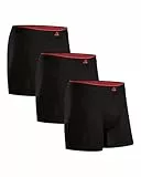 DANISH ENDURANCE 3er Pack Bambus Boxershorts Herren, Superweiche Unterhosen Männer, Schwarz/Rot, L
