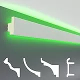 HEXIM LED Stuckleisten Sparpakete - Indirekte Beleuchtung mit Deckenleisten aus PU, leicht & lichtundurchlässig- (20m LED-18) Dekoration Ecke Spot Innen