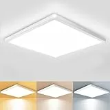 zemty LED Deckenleuchte Flach 24W 29.5cm, 3000K/4000K/6500K Deckenlampe Eckig Panel 3Farben Ultra Dünn Lampen Deckenlampen IP44 Wasserdicht Badezimmer Modern Lampe Decke für Bad Schlafzimmer Küche Flu