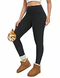 Svanco Thermo Leggings Damen Gefüttert Fleece Winter Warme Strumpfhose Thermoleggins mit Verdickte Teddy Plüsch High Waist Leggins Dicke Blickdicht Fleecehose