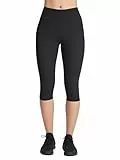 4How 3/4 Sport Leggings Damen – Blickdichte High-Waist Sporthose mit Bauchkontrolle, Baumwoll Lang für Yoga, Gym & Freizeit, Bequem & Atmungsaktiv,Size Schwarz XL