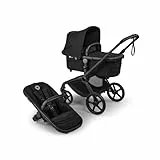 Bugaboo Fox 5 Renew, 2-in-1 Kinderwagen für jedes Gelände, mit Liegewanne und ausziehbarem Kleinkindsitz, praktische Ein-Hand Faltung, Fahrgestell in Schwarz und Sonnendach in Heritage Black