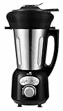 Senya Standmixer aus Edelstahl Cook & Ice V3 Schwarz, Stabmixer Suppe, Samt/Mouliné, Dampfgarer, Crushed Eis, Smoothies, 1,5 l, 1400 W, und sein Dampfkorb aus Silikon von 2 l, SYCP-HB008NA
