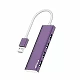 ANYPLUS Hub 3.0, Verteiler Aluminiumlegierung Ultra Slim Splitter, Tragbarer 4 Port Mehrfachstecker für Laptop, PC, iMac, Mac Pro, Surface Pro, MacBook, Flash Drive, XPS【Lila】