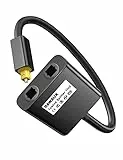 RAWAUX Toslink Splitter 1 in 2 Out Optischer Splitter Digital Audio Optisches Kabel Verteiler Optical Audio SPDIF Verteiler Optisches Audiokabel Adapter für TV, DVD, Verstärker, Soundbar (Schwarz)