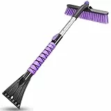 HEEYA Eiskratzer Auto, 84cm Auto Schneebürste ausziehbarer Schneekratzer und Bürste mit Schaumstoffgriff für Windschutzscheibe, Fenster, SUV, LKW