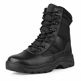 QUNLON Springerstiefel Militärstiefel Zipper Einsatzstiefel Herren Bundeswehr Stiefel Atmungsaktiv Kampfstiefel Tactical Combat Boots Schwarz 37EU