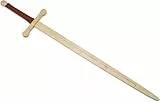 BestSaller 1007 Ritter Zweihand-Schwert, Holz Natur, 107 cm, Griff mit braunem Kunstleder umwickelt
