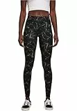 Urban Classics Damen Ladies Soft AOP Leggings Yoga Pants, blackmarble, M