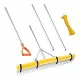 VEVOR Rechen Aluminium, 914 mm Kopf, 2590 mm Stiel, großes, Laubrechenwerkzeug für die Landschaftsgestaltung, Gartenrechen zum Auflockern von Erde, Garten & Hof, Teichkies & Strandrasenpflege
